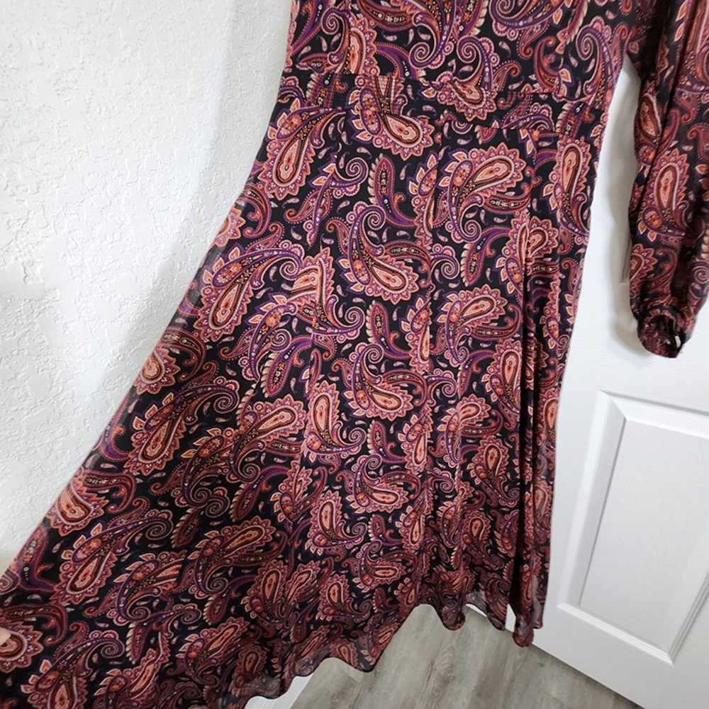 Tommy Hilfiger Paisley Dress 8 Midi Semi Sheer Li… - image 11