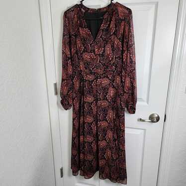 Tommy Hilfiger Paisley Dress 8 Midi Semi Sheer Li… - image 1