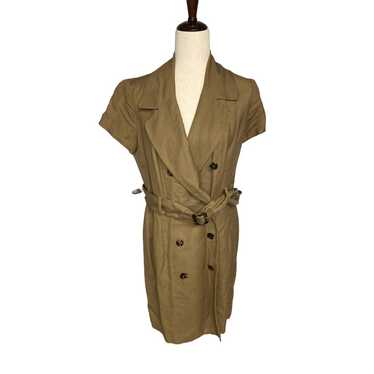 Laundry Shelli Segal brown tan short sleeve linen… - image 1