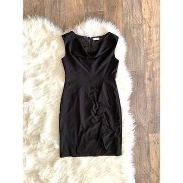 CALVIN KLEIN BLACK RUFFLE SHEATH DRESS