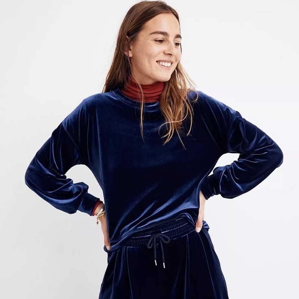 Madewell Velvet Balloon-Sleeve Sweatshirt size Sm… - image 1