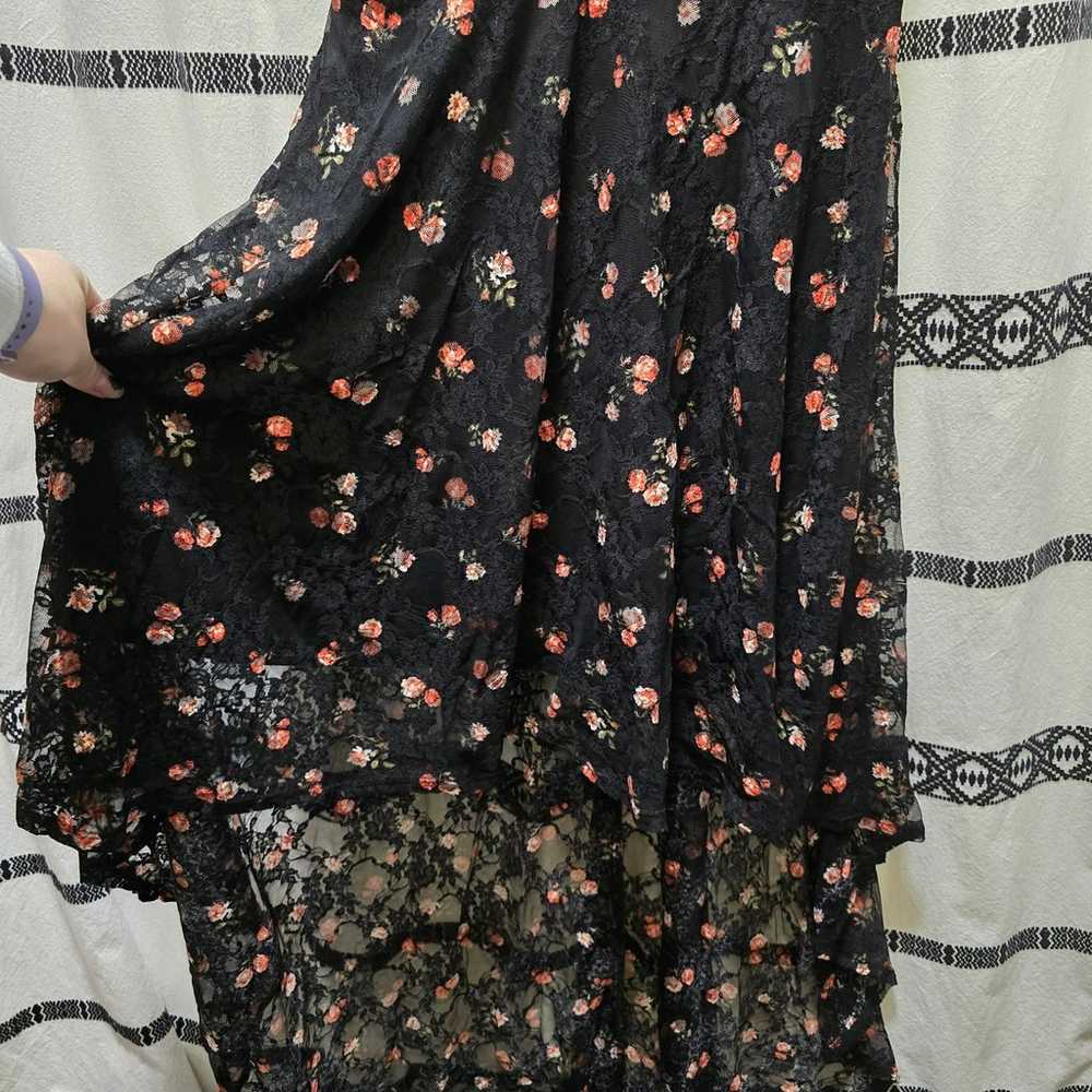 Disney Princess black floral lace high low maxi d… - image 6