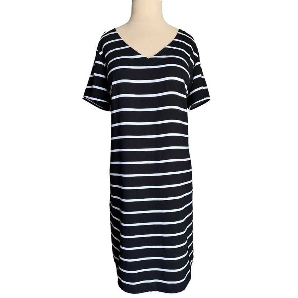 Apt. 9 Black & White Striped Short Sleeve V Neck … - image 2