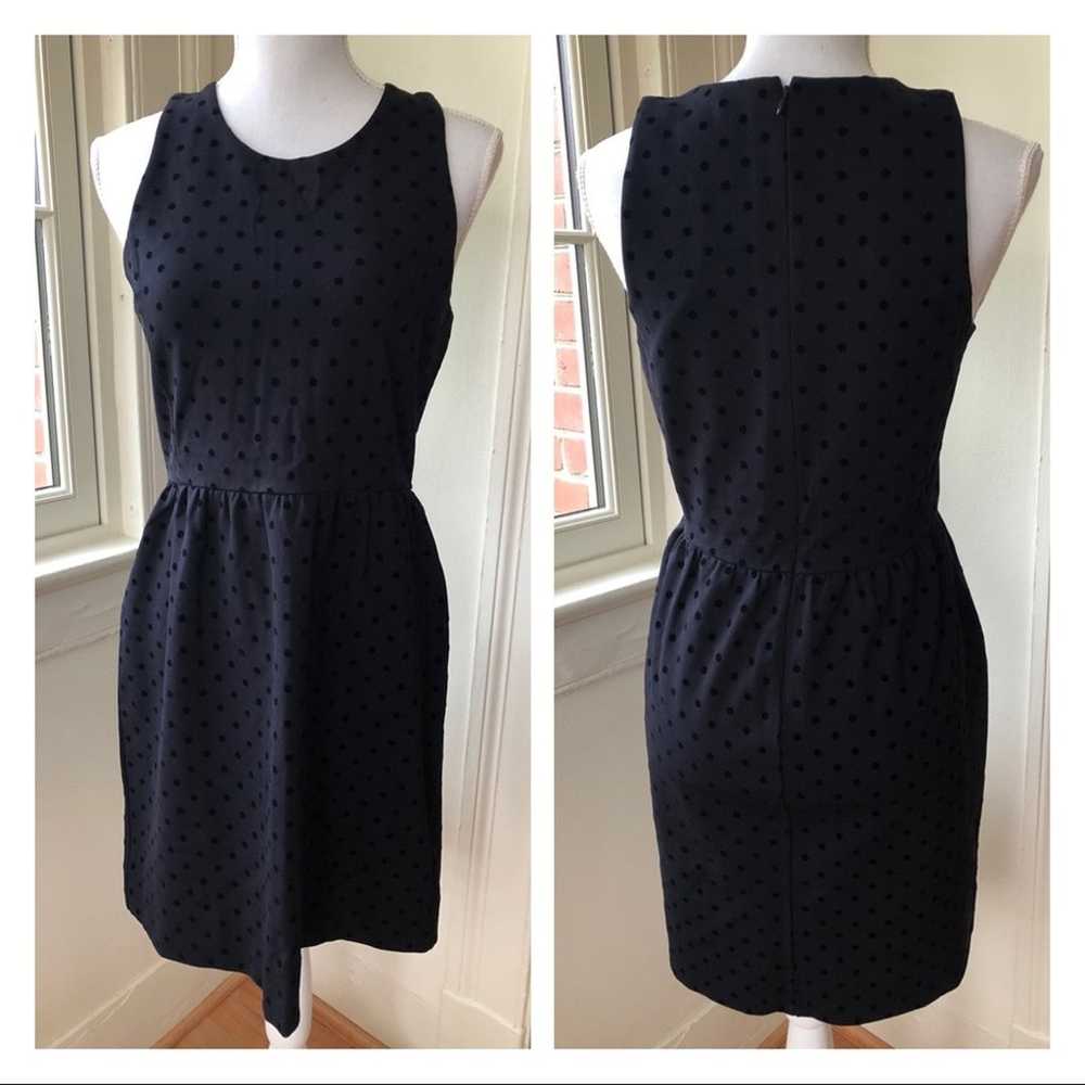 J. Crew Factory Velvet Dot Ponte Dress Black Small - image 11