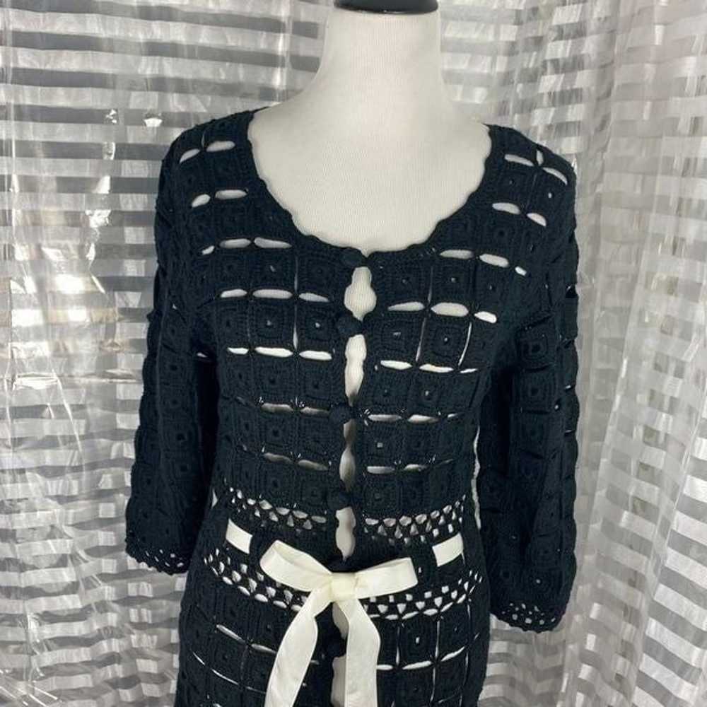 Gaby & Eden Black Crochet Button Up Dress - image 3