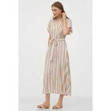 H&M SS2020 TRENDY BUTTON FRONT Tan and white  STRI