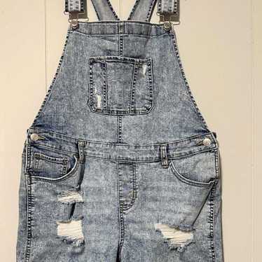 Womens Maurices Shorts Overalls Size M Light Wash 