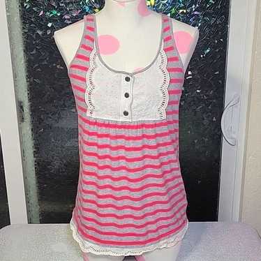 Y2k Vintage Juicy Couture Red & Grey Striped Tank… - image 1