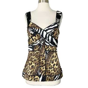 Cache | Vintage Silk Y2K Animal Print Leopard Zeb… - image 1