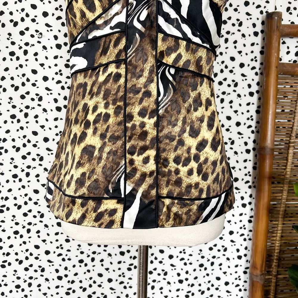 Cache | Vintage Silk Y2K Animal Print Leopard Zeb… - image 3