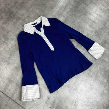 Burberry Blue Knit Shirt with Flared Sleeves - image 1