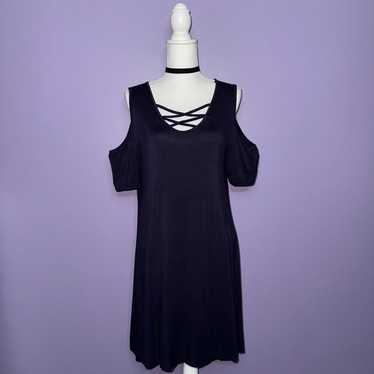 NEW Boutique Navy Blue Cross Front Cold Shoulder … - image 1