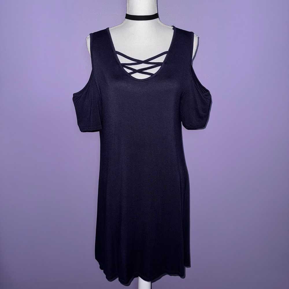 NEW Boutique Navy Blue Cross Front Cold Shoulder … - image 2