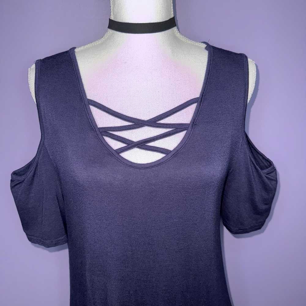 NEW Boutique Navy Blue Cross Front Cold Shoulder … - image 3