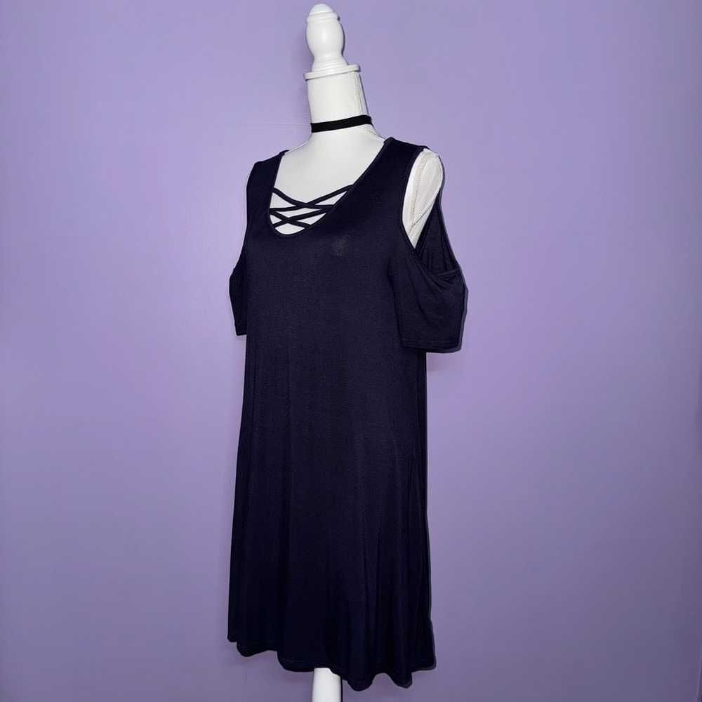 NEW Boutique Navy Blue Cross Front Cold Shoulder … - image 4