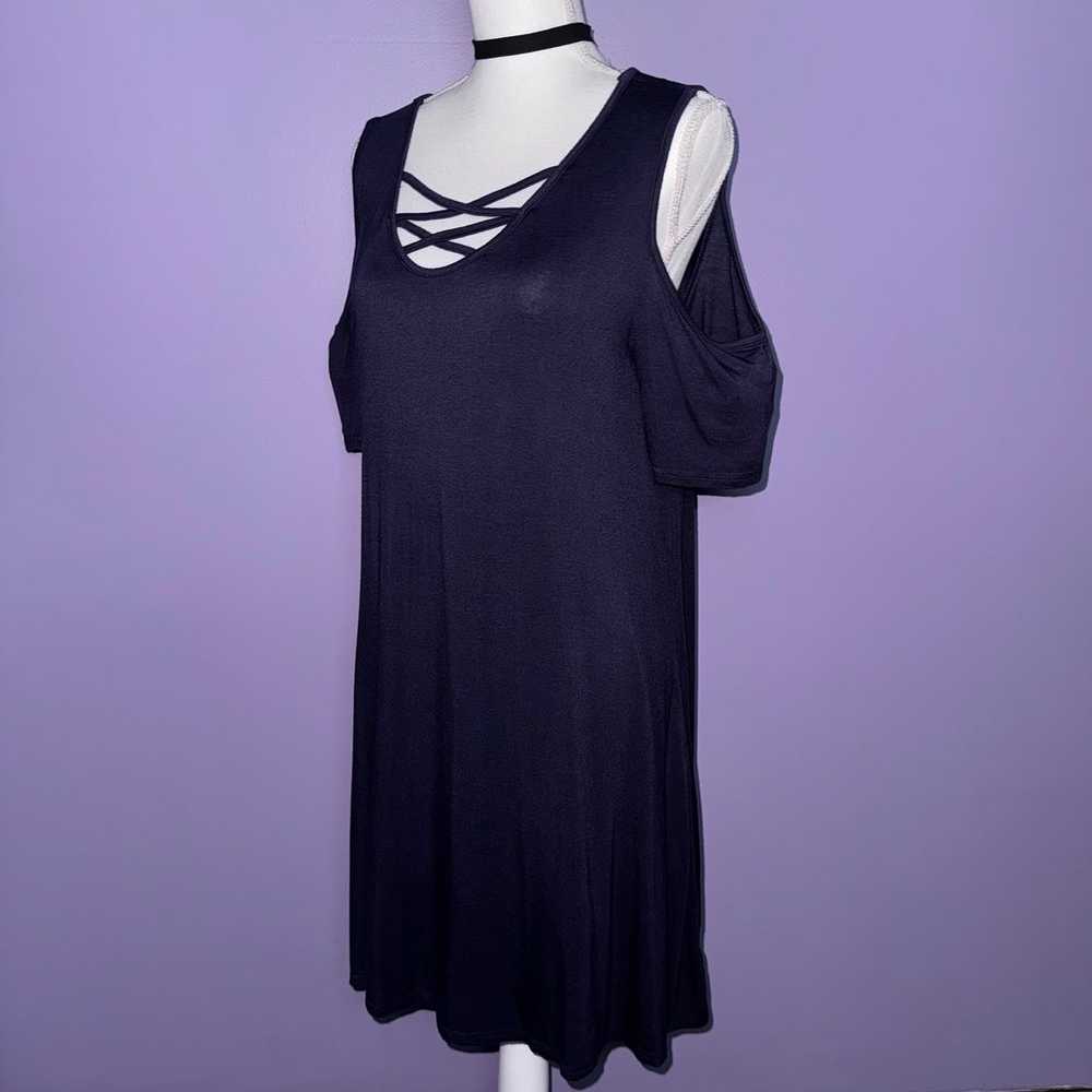 NEW Boutique Navy Blue Cross Front Cold Shoulder … - image 5