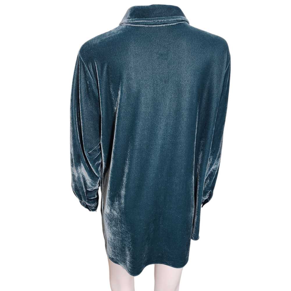 Soft Surroundings Women Teal Velvet Boyfriend Tun… - image 6