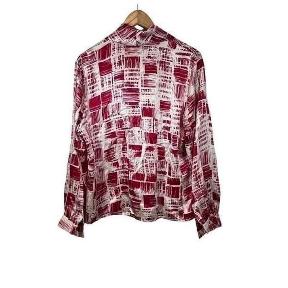 Austin Reed Silk Red & Cream Abstract Print Butto… - image 2