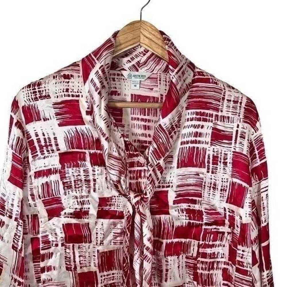 Austin Reed Silk Red & Cream Abstract Print Butto… - image 3