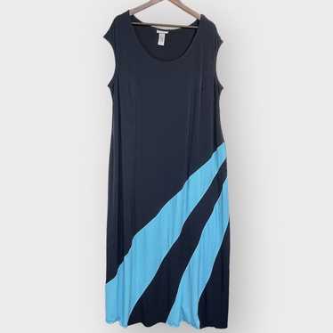 Catherines Maxi Dress Women 2X Blue Sleeveless Str