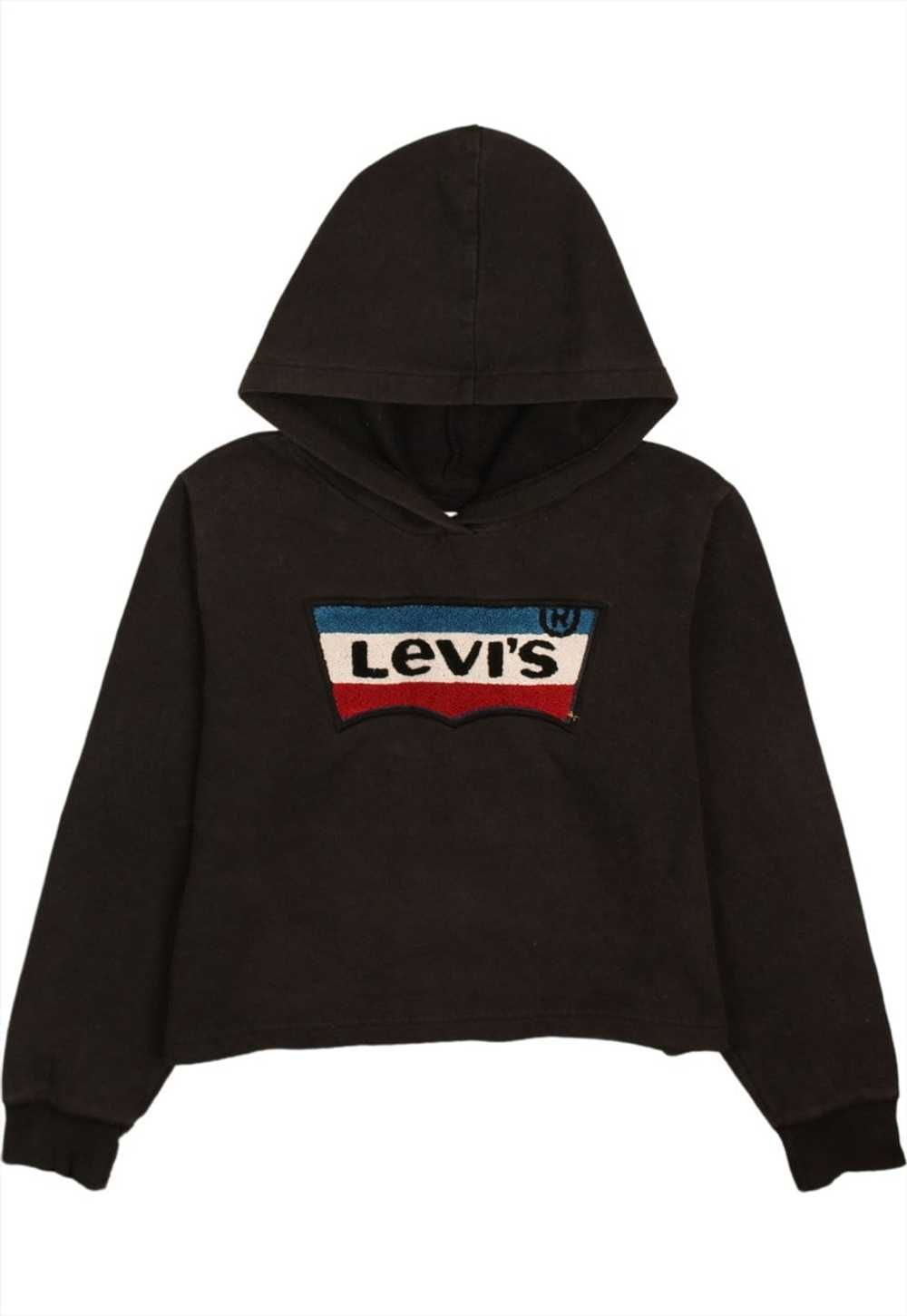 Vintage 90's Levi's Hoodie Spellout Pullover Blac… - image 1