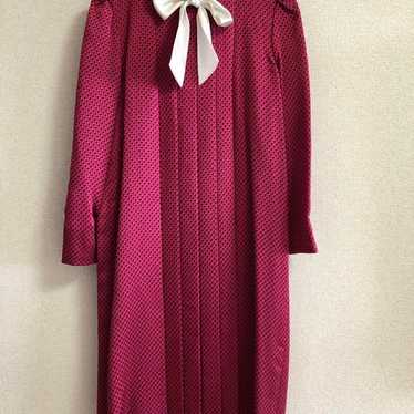 Wine Red Dress with Ribbon (Handmade) - image 1