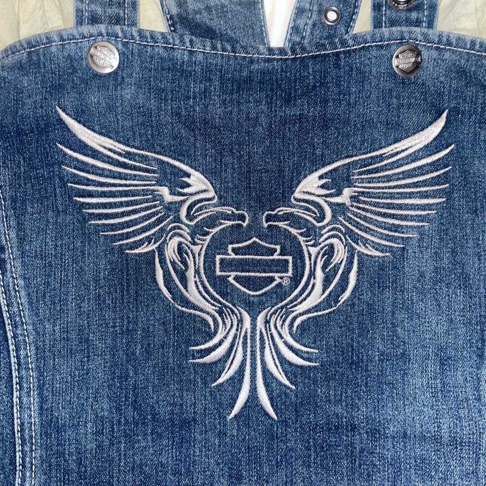 Harley Davidson Denim Vest Women's Lace Up Large - image 2