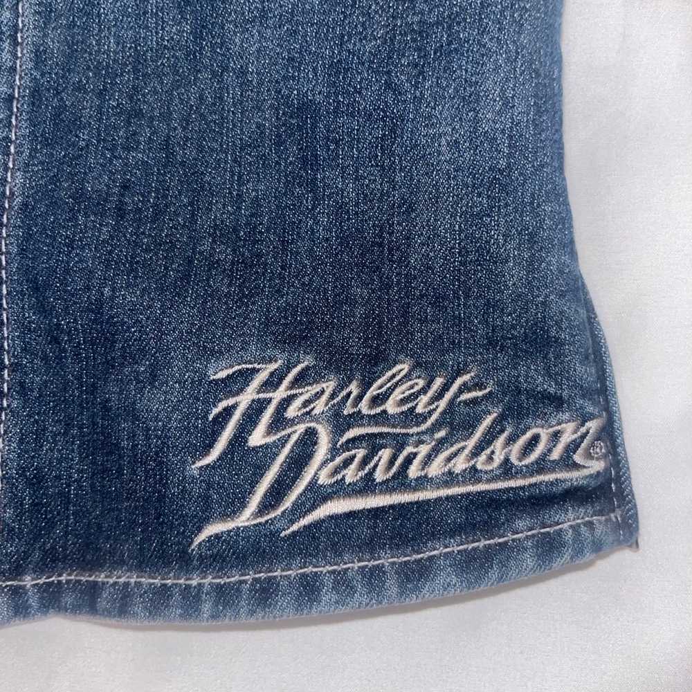 Harley Davidson Denim Vest Women's Lace Up Large - image 4