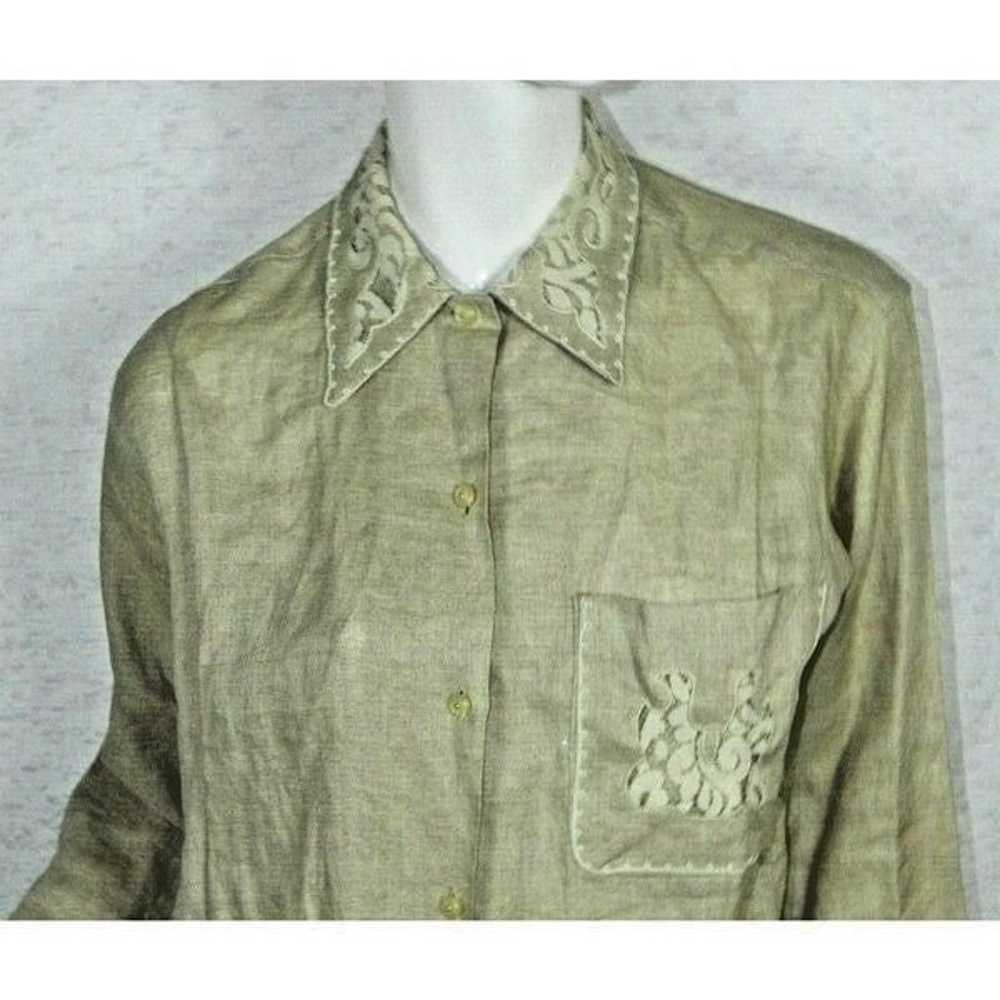 Bellows Brut Le Garage Blouse Vintage Beige Linen… - image 3