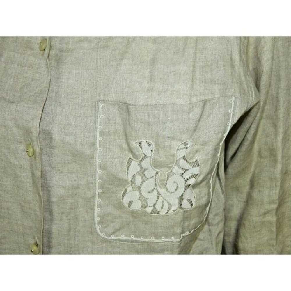 Bellows Brut Le Garage Blouse Vintage Beige Linen… - image 5