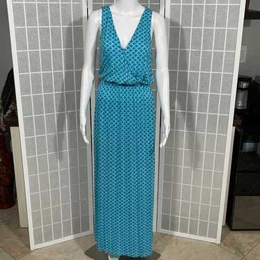 Joie Teal Maxi Dress Geometric Print Sleeveless E… - image 1