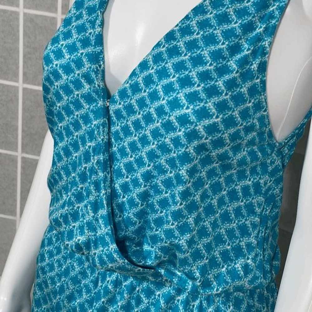 Joie Teal Maxi Dress Geometric Print Sleeveless E… - image 4