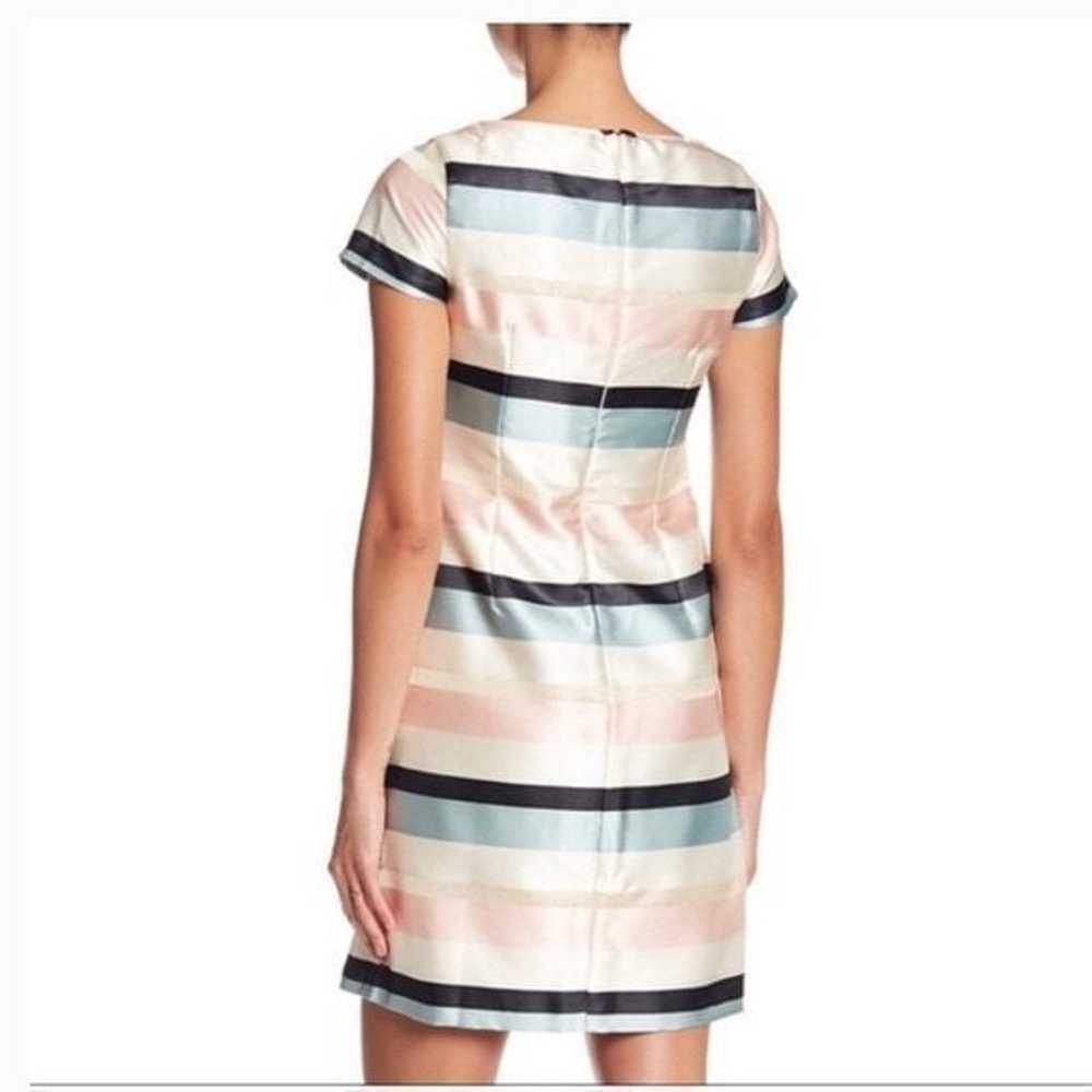 Striped Satin Sheen Sheath Short Sleeve Mini Dres… - image 2