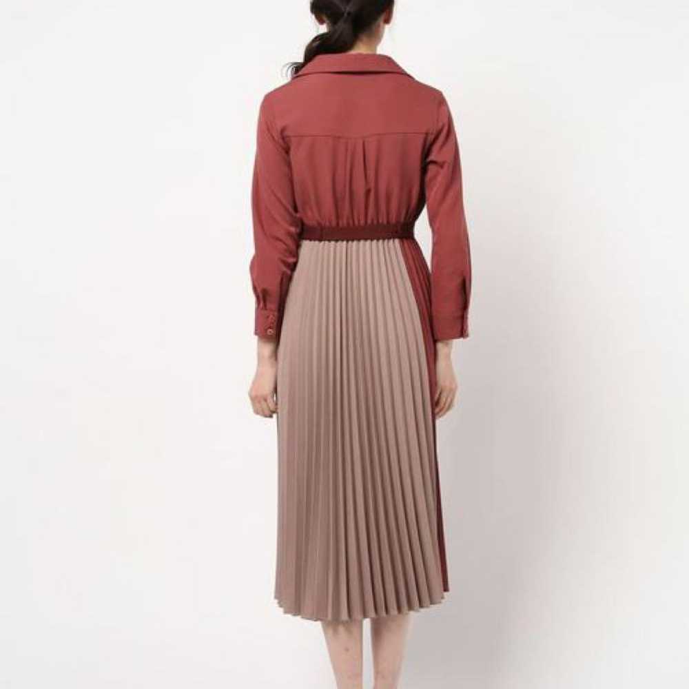 REDYAZEL Shirt Collar Bicolor Pleated Dress in Pi… - image 2