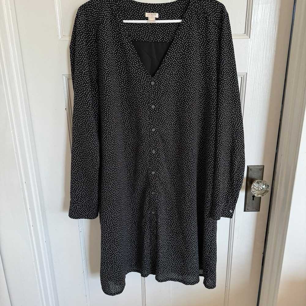 J. Crew spotted black dress size large. - image 1