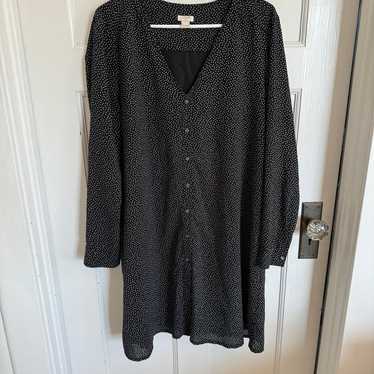 J. Crew spotted black dress size large.