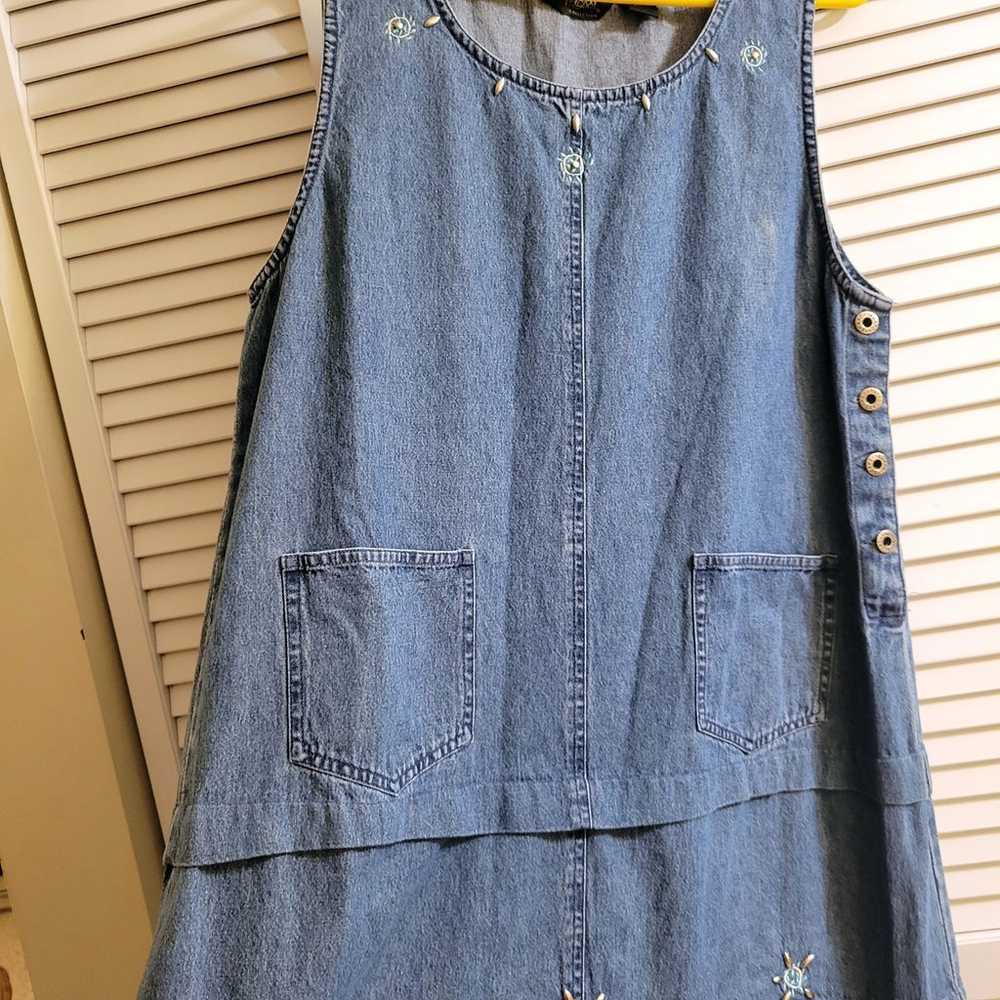 Vintage Agapo Denim Dress Size XL Sleeveless Bead… - image 4