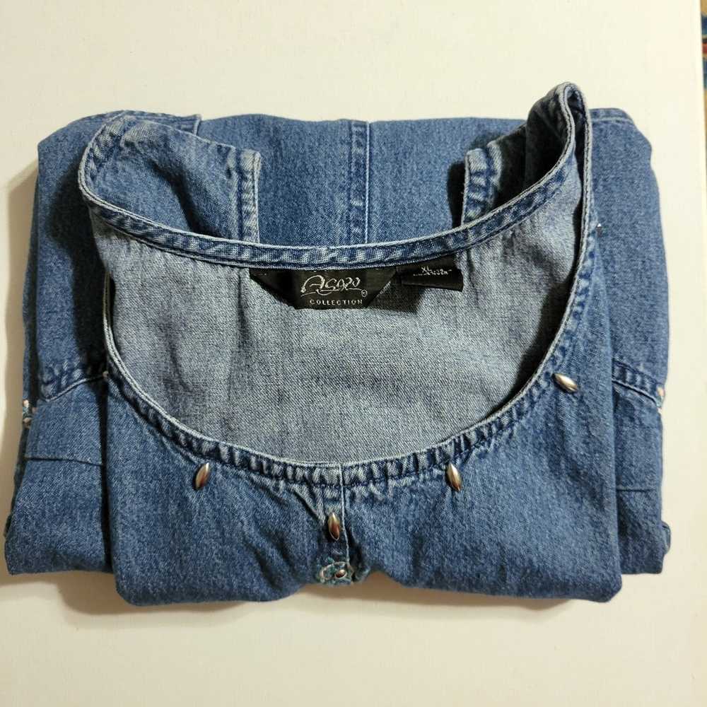 Vintage Agapo Denim Dress Size XL Sleeveless Bead… - image 9