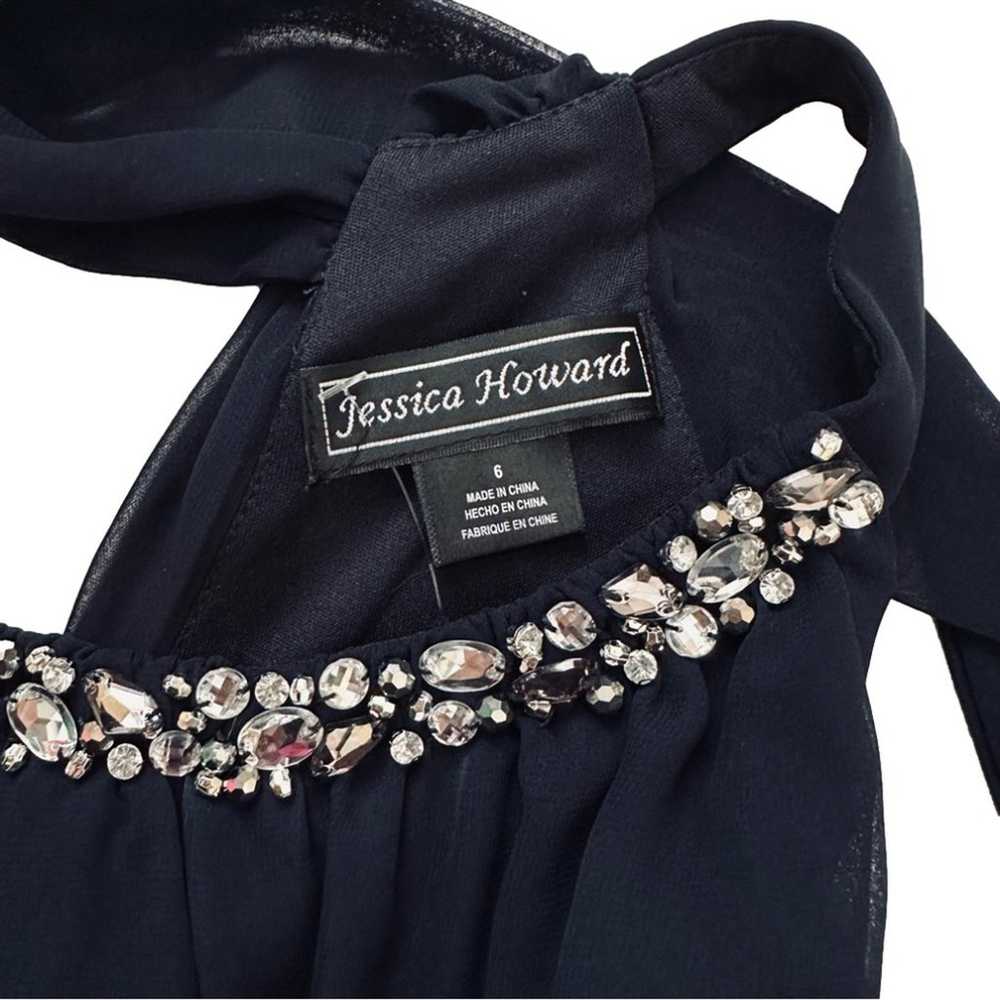 Jessica Howard Cocktail Dress Navy Blue Chiffon R… - image 2