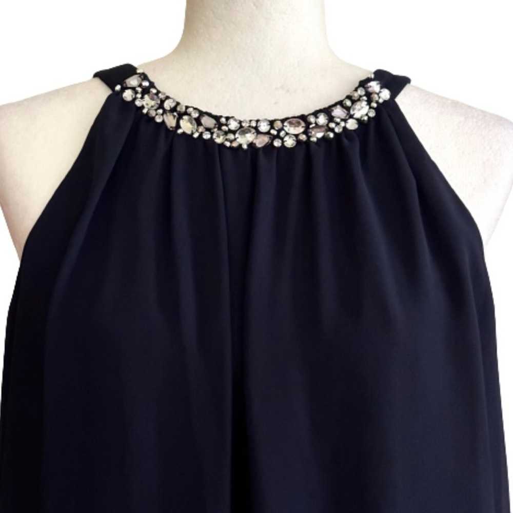 Jessica Howard Cocktail Dress Navy Blue Chiffon R… - image 3