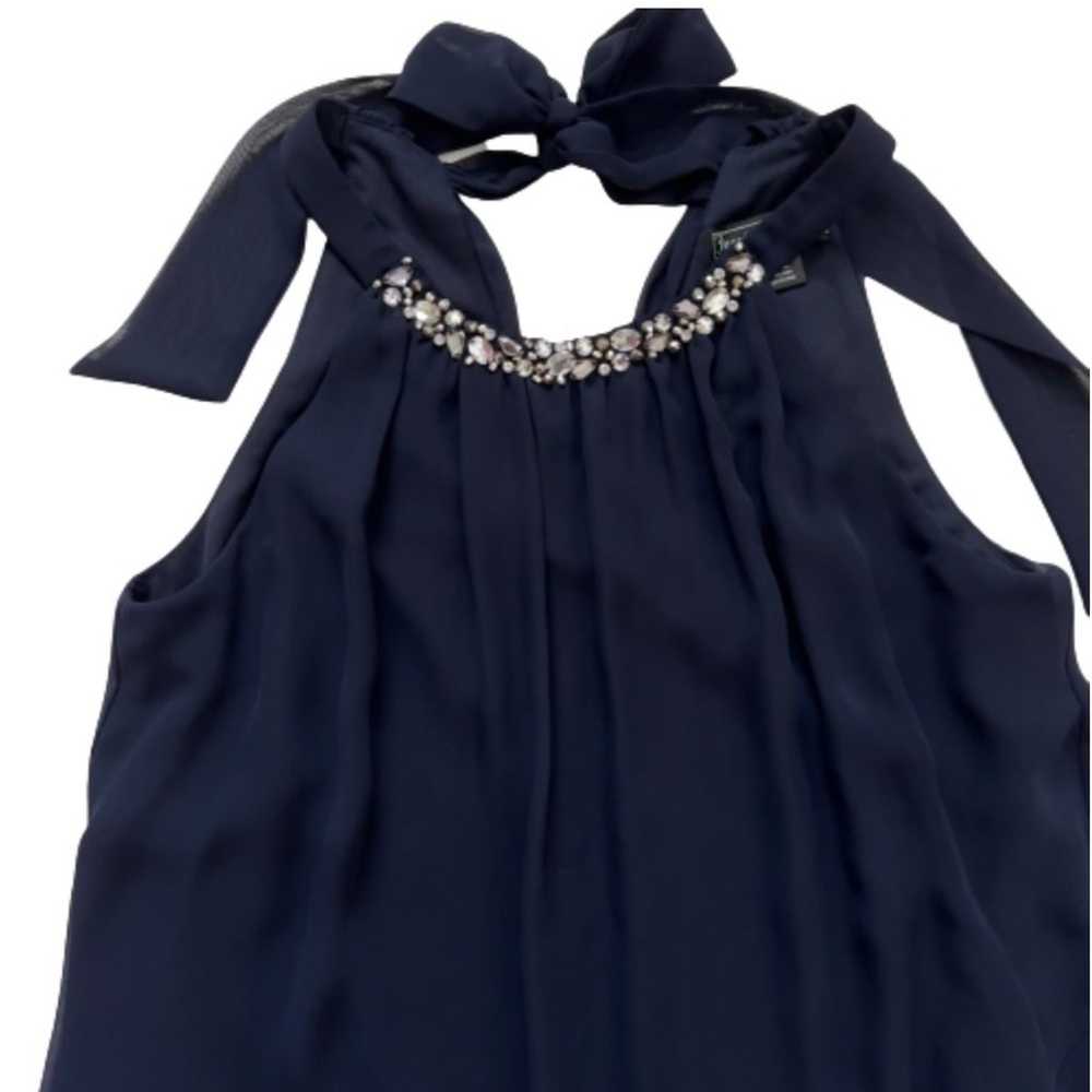 Jessica Howard Cocktail Dress Navy Blue Chiffon R… - image 8