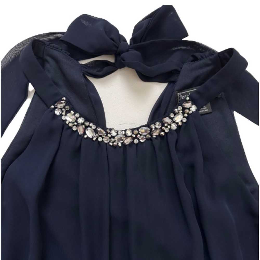 Jessica Howard Cocktail Dress Navy Blue Chiffon R… - image 9