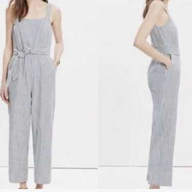 Madewell Railroad  Stripe Jumpsuit in  Blue White 