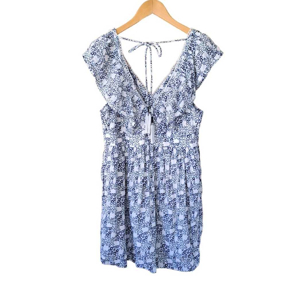 Anthropologie V-Neck Plunge Tunic Mini Dress Blue… - image 10