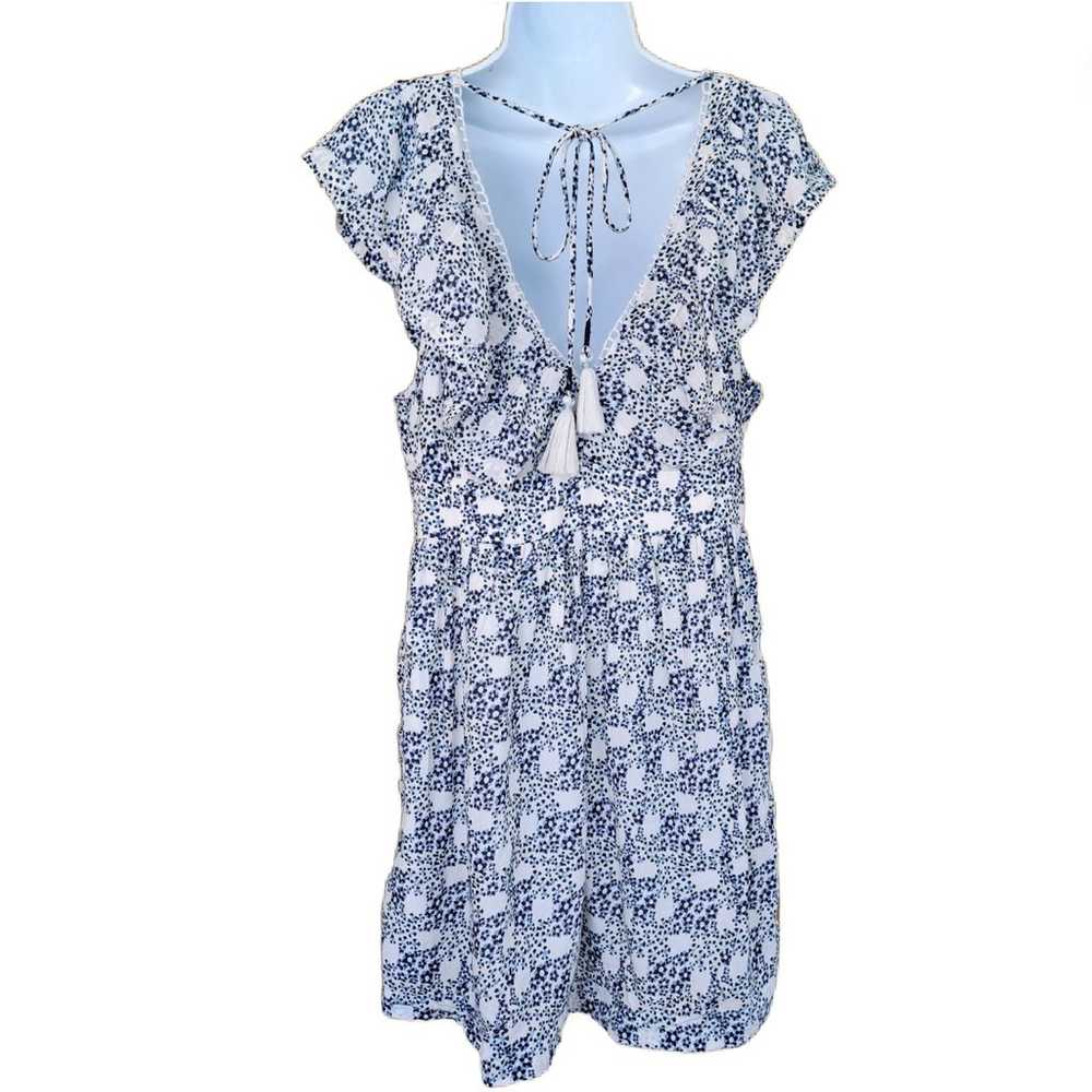 Anthropologie V-Neck Plunge Tunic Mini Dress Blue… - image 4