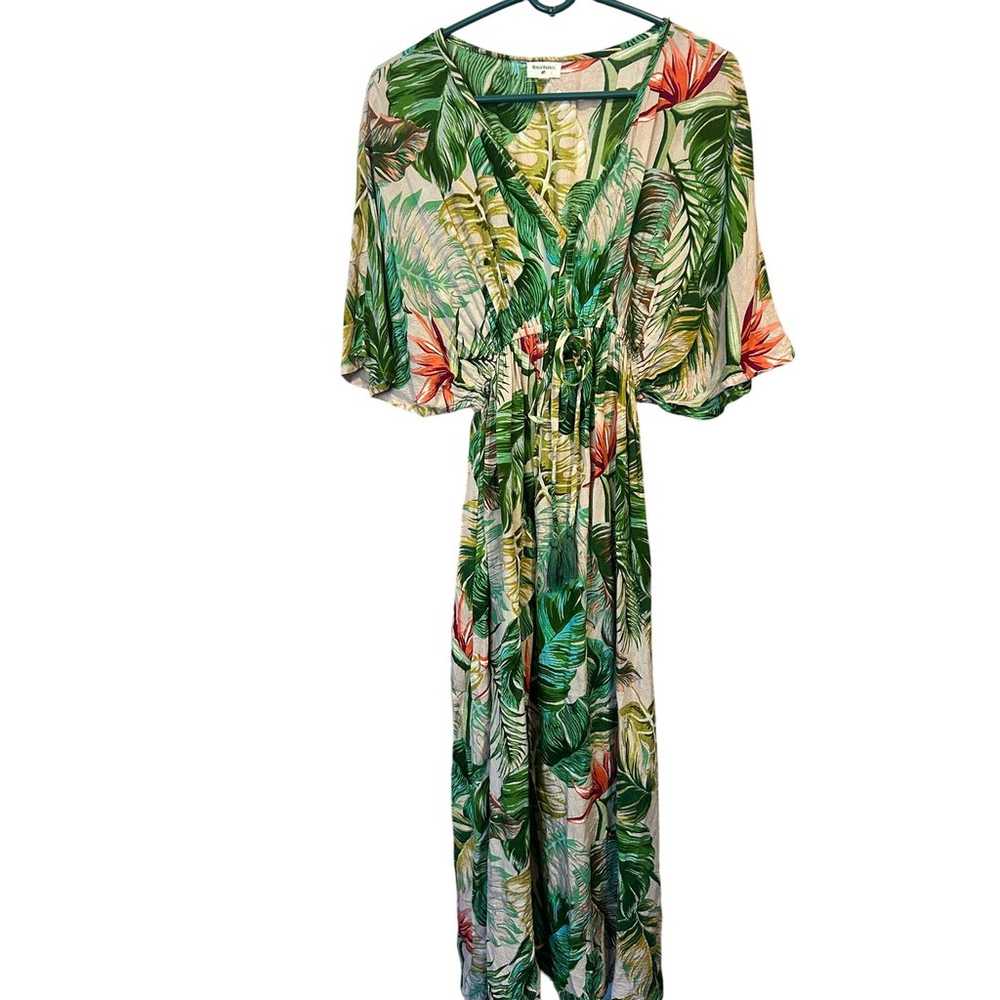 World Market pink floral kaftan maxi dress short … - image 1