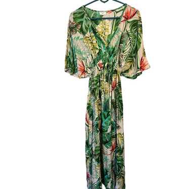 World Market pink floral kaftan maxi dress short … - image 1