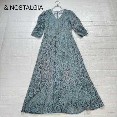 &.NOSTALGIA Lace V-Neck Floral Lace Dress M Blue