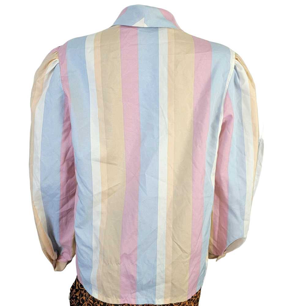 Vintage Vintage 70s Stripe Blouse Shirt Women 14 … - image 4