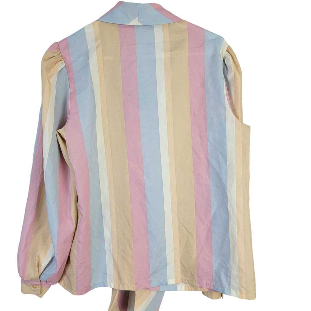 Vintage Vintage 70s Stripe Blouse Shirt Women 14 … - image 7